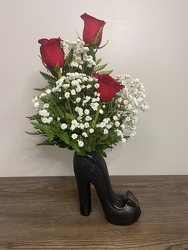 High Heeled in Black Flower Power, Florist Davenport FL